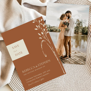 Elegant Terracotta photo save the date Invitation