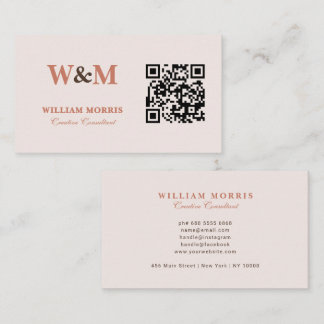 Elegant Terracotta QR Code Logo Template Business Card