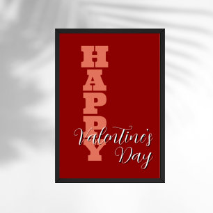 Elegant Terracotta Red Velvet Happy Valentines Day Poster