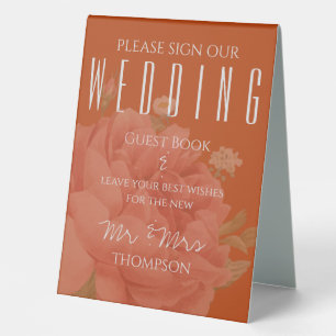 Elegant Terracotta Rust Floral Wedding Guest Book 