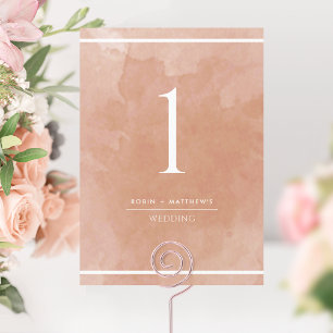 Elegant Terracotta Rust Watercolor Table Number