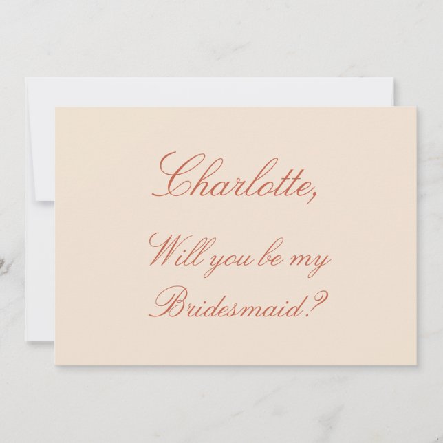 Elegant Terracotta Script Bridesmaid Proposal Invitation (Front)