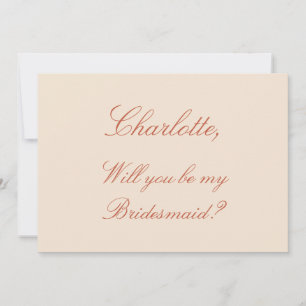 Elegant Terracotta Script Bridesmaid Proposal Invitation