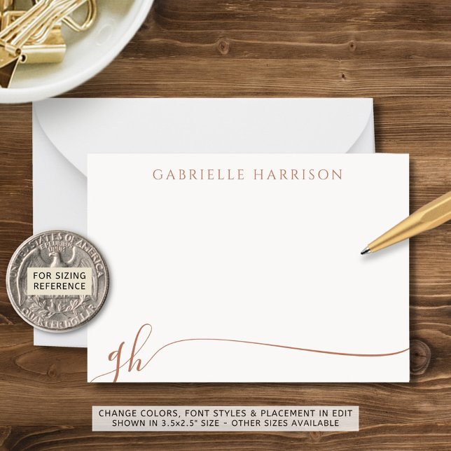 Elegant Terracotta Script Monogram Initials Card (Creator Uploaded)