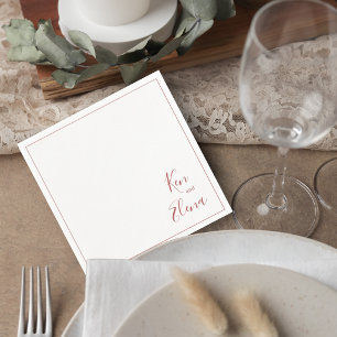Elegant Terracotta Script Wedding Cocktail Napkin