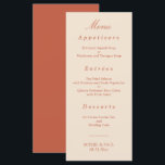 Elegant Terracotta Script Wedding Menu<br><div class="desc">Elegant Terracotta Script Wedding Menu, please personalise as required using the online Personalisation template before ordering. Once you have entered your wording onto the Personalisation template, should you find that you need to adjust the positioning of the text then please use the "Customise further" option to "Edit using the Design...</div>