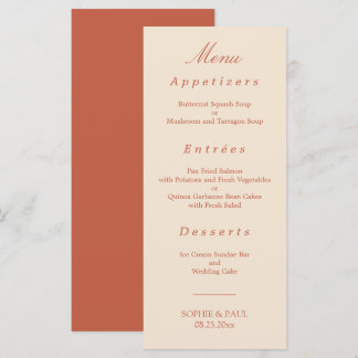 Elegant Terracotta Script Wedding Menu