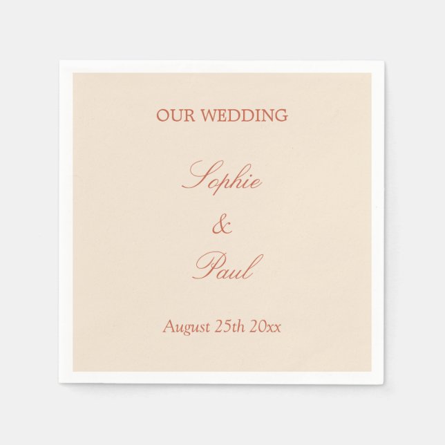 Elegant Terracotta Script Wedding Napkins (Front)