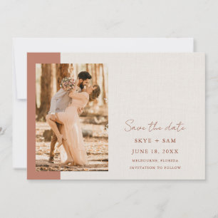 Elegant Terracotta Simple Photo Wedding Save The Date
