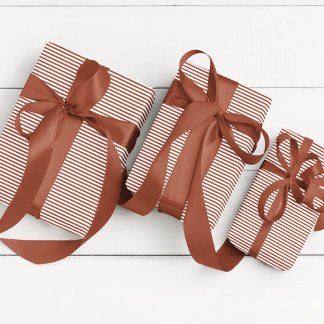 Elegant Terracotta Thin Striped Wrapping Paper
