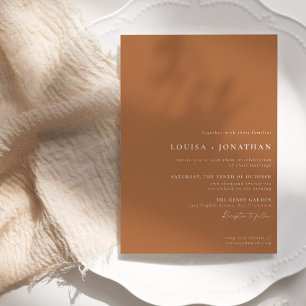 Elegant Terracotta Trendy Script Minimal Wedding Invitation