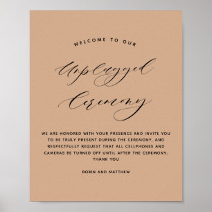 Elegant Terracotta Unplugged Ceremony Wedding Sign