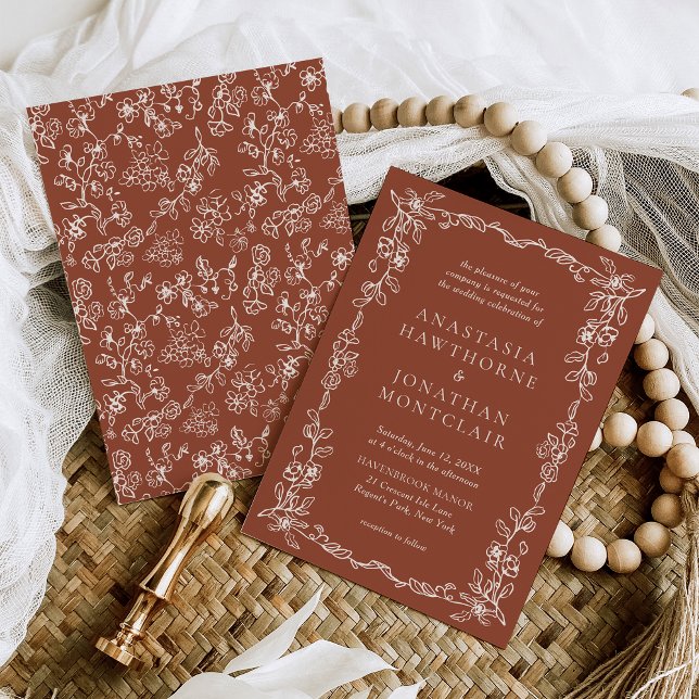 Elegant Terracotta Vintage Wedding Invitation (Creator Uploaded)
