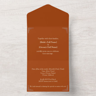 Elegant Terracotta Wedding - Customise with RSVP All In One Invitation