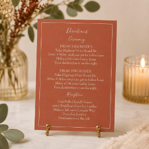 Elegant Terracotta Wedding Directions   Enclosure Card