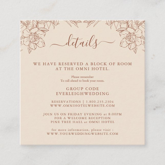 Elegant Terracotta Wedding Enclosure Card (Front)