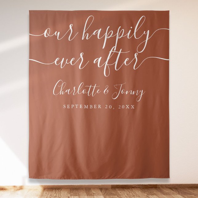Elegant Terracotta Wedding Photo Backdrop Tapestry (Elegant Terracotta Wedding Photo Backdrop)