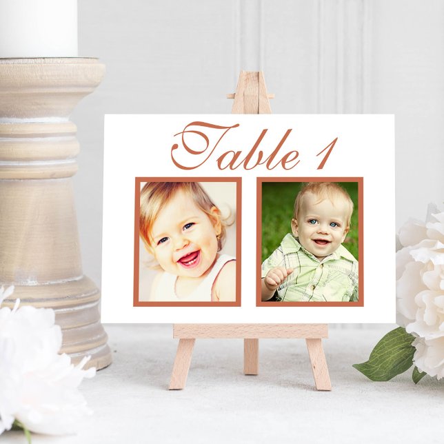 Elegant Terracotta Wedding Photo Table Number (Creator Uploaded)