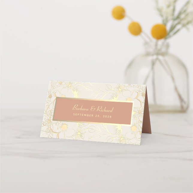 Elegant Terracotta Wedding Place Card (Back)