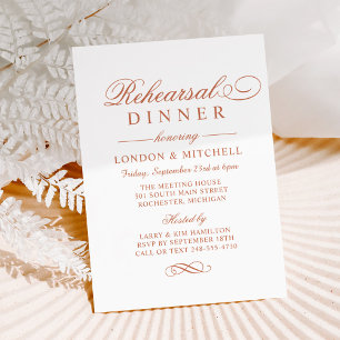 Elegant Terracotta Wedding Rehearsal Dinner Invitation