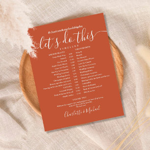 Elegant Terracotta Wedding Schedule Timeline
