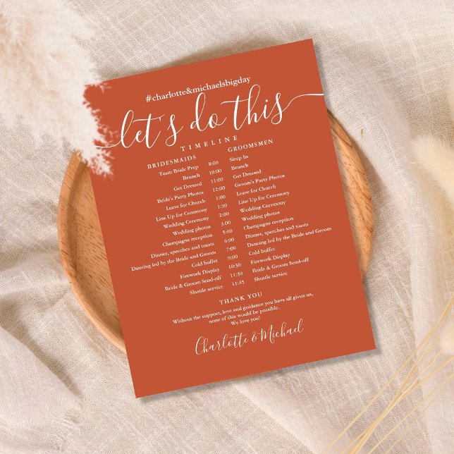 Elegant Terracotta Wedding Schedule Timeline (Creator Uploaded)
