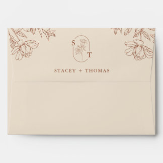 Elegant Terracotta Whimsical Wedding Envelope