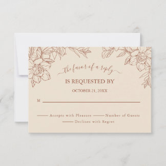 Elegant Terracotta Whimsical Wedding Response Card