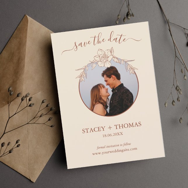 Elegant Terracotta Whimsical Wedding Save The Date (Creator Uploaded)