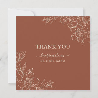 Elegant Terracotta Whimsical Wedding Thank You Card