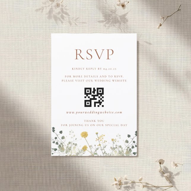 Elegant Terracotta Wildflower Wedding QR code RSVP (Creator Uploaded)
