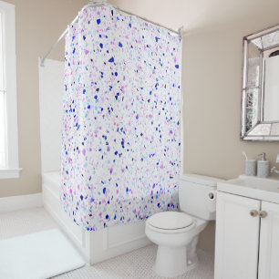 Elegant Terrazzo Purple White Pattern Shower Curtain