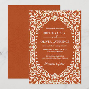 Elegant Terrocotta Papel Picado Mexican Wedding  Invitation