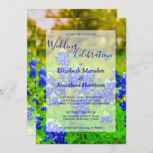 Elegant Texas Bluebonnets Floral Photo Wedding Invitation