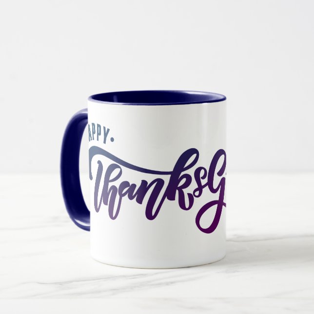 Elegant Text Happy Thanksgiving typography Mug (Front Left)