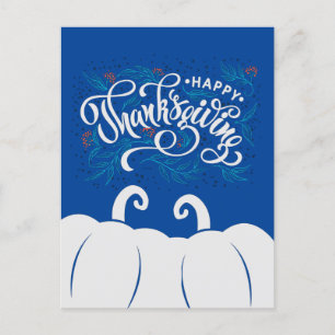 Elegant Text Happy Thanksgiving with Cute Pumpkin Postcard