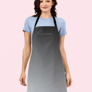 Elegant Text on Simple Modern Grey Ombre Gradient Apron