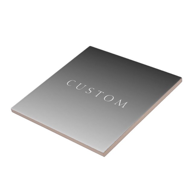 Elegant Text on Simple Modern Grey Ombre Gradient  Ceramic Tile (Side)