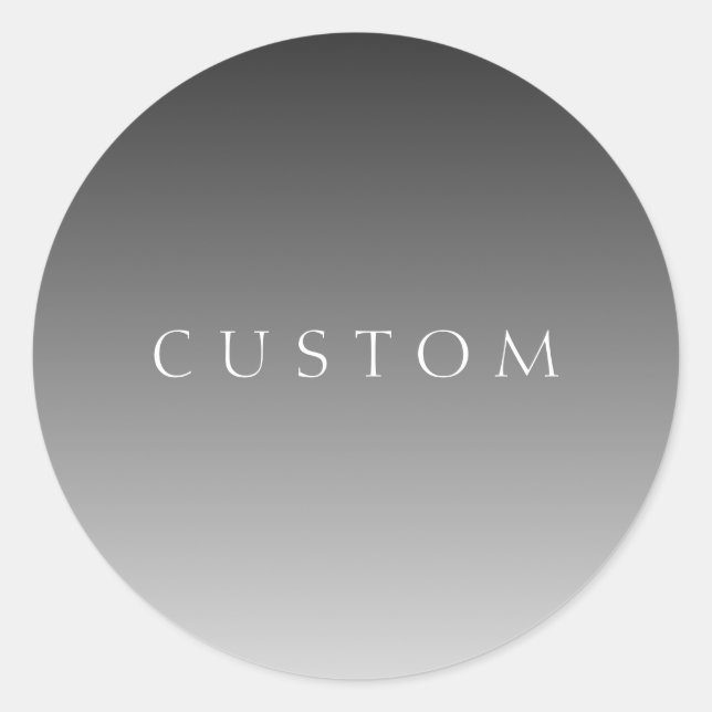 Elegant Text on Simple Modern Grey Ombre Gradient  Classic Round Sticker (Front)