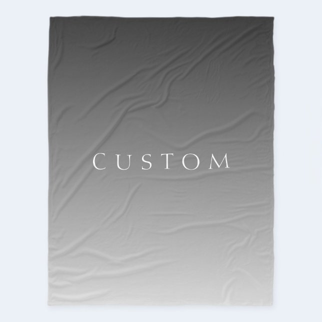 Elegant Text on Simple Modern Grey Ombre Gradient  Fleece Blanket (Creator Uploaded)