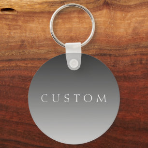 Elegant Text on Simple Modern Grey Ombre Gradient  Key Ring