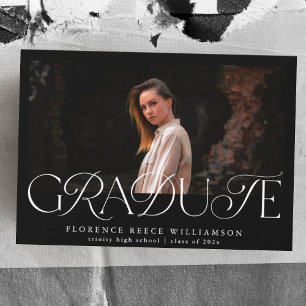 Elegant Text Photo High School Graduation Announcement