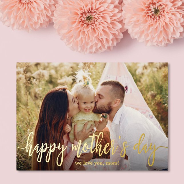 Elegant Text Photo Mother's Day Foil Holiday Card (Creator Uploaded)
