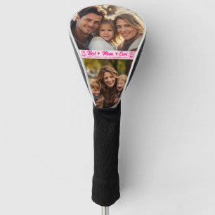 Elegant Text Photo Mother's Day Watercolor Pink Golf Head Cover