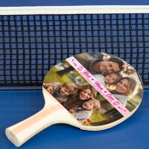 Elegant Text Photo Mother's Day Watercolor Pink Ping Pong Paddle