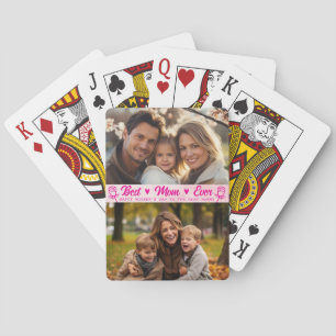 Elegant Text Photo Mother's Day Watercolor Pink Playing Cards