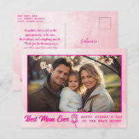 Elegant Text Photo Mother's Day Watercolor Pink