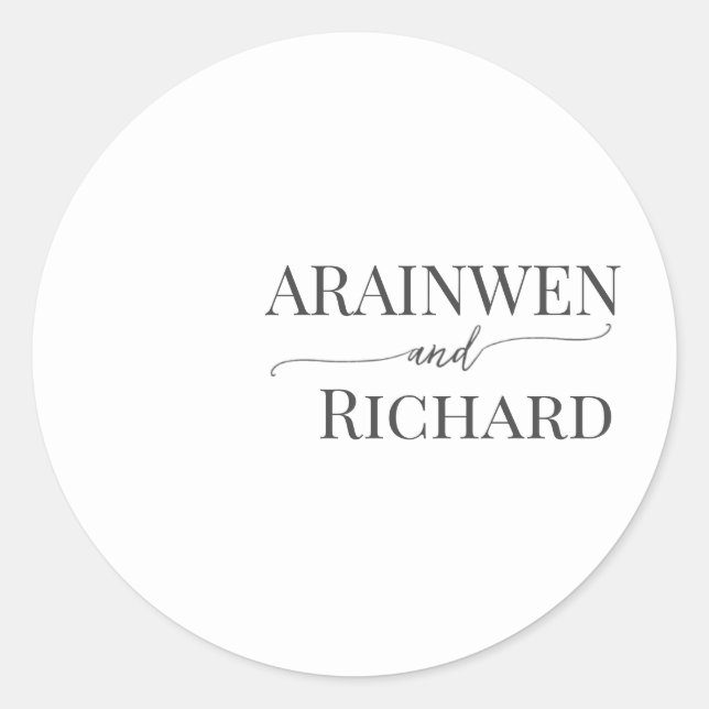 Elegant Text template round sticker (Front)