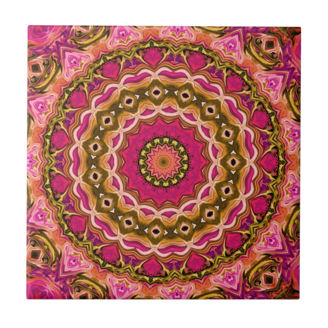 elegant textile carpet floral mandala pattern ceramic tile (Front)