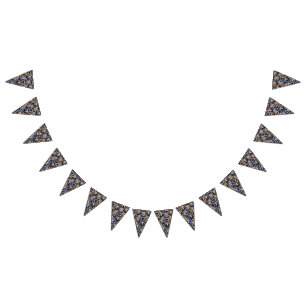 Elegant textile design featuring intricate floral bunting